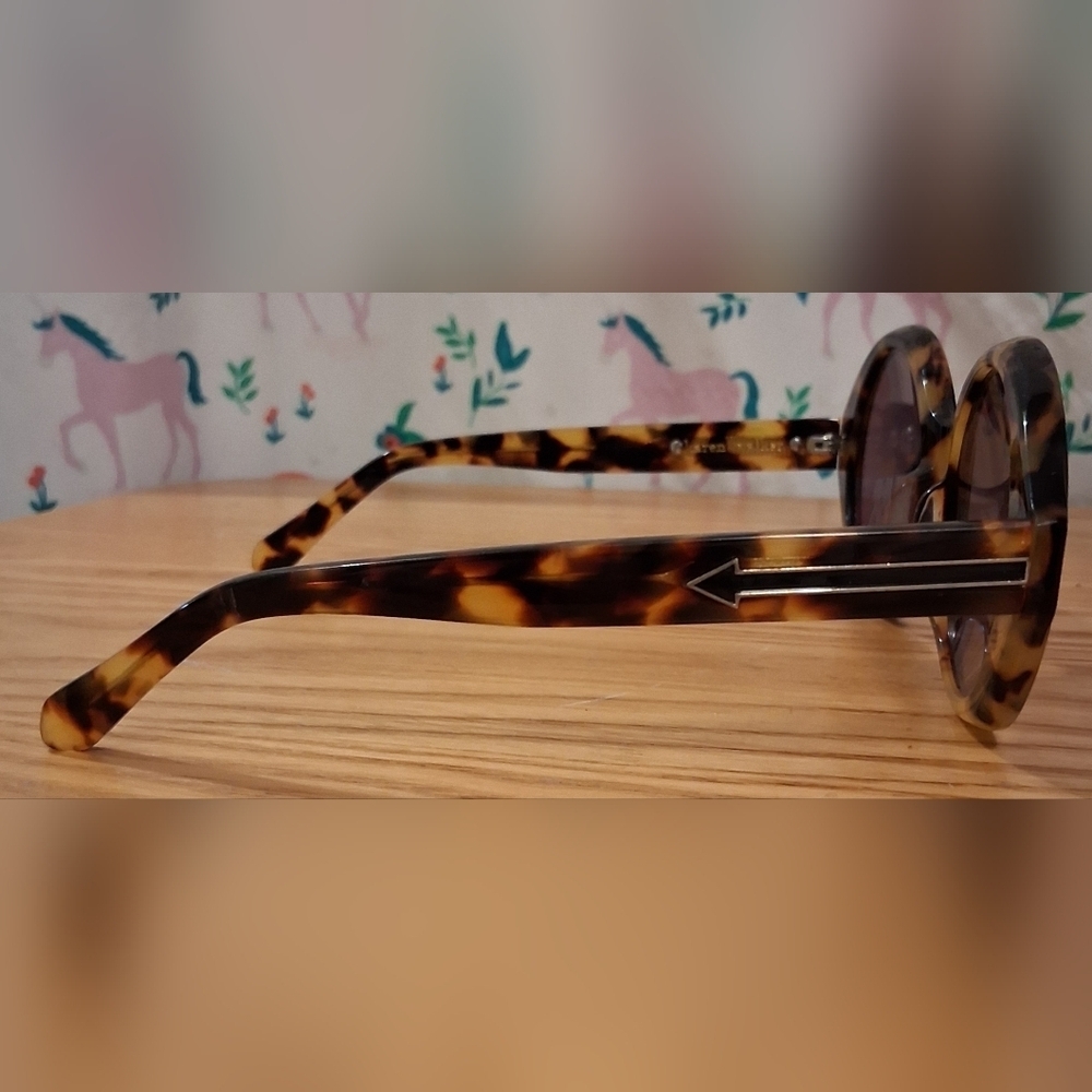 Karen Walker #6 Round Tortoise Acetate Dark Tint UV Boho Casual Sunglass Glasses - Picture 3 of 7